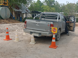 ฝึก และประเมินทักษะการกะระยะทางพื้นที่หลังรถ และการถอยหลังเข้าจอด